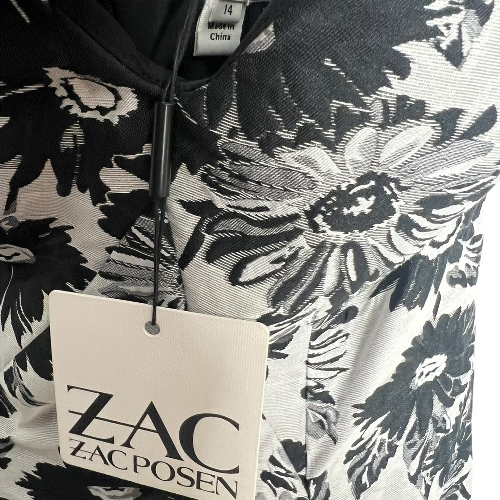 ZAC Zac Posen Black and White Floral High Low Dress - Picture 2 of 7